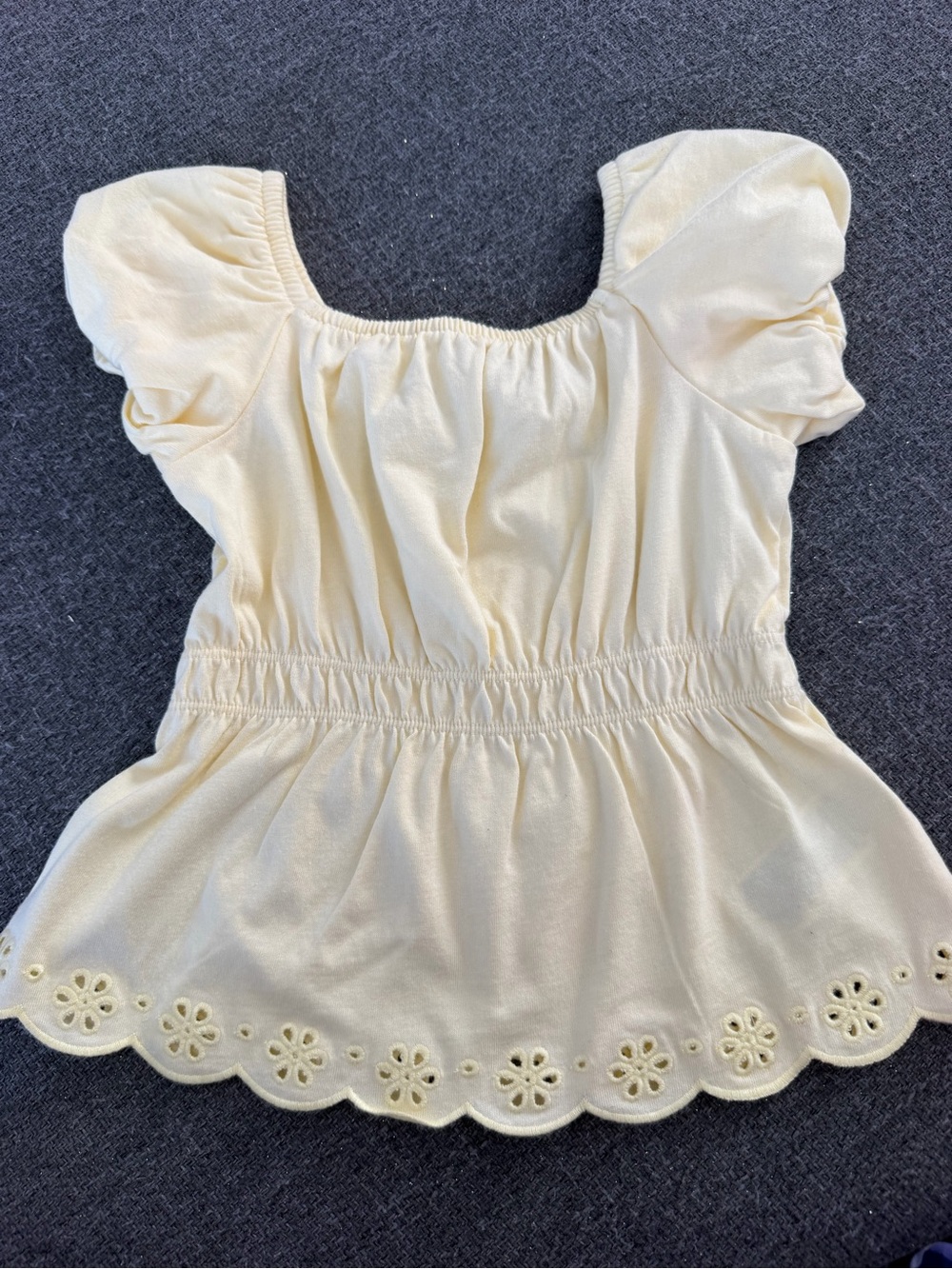 Janie and Jack Soft Cream Puff-Sleeve Peplum Top